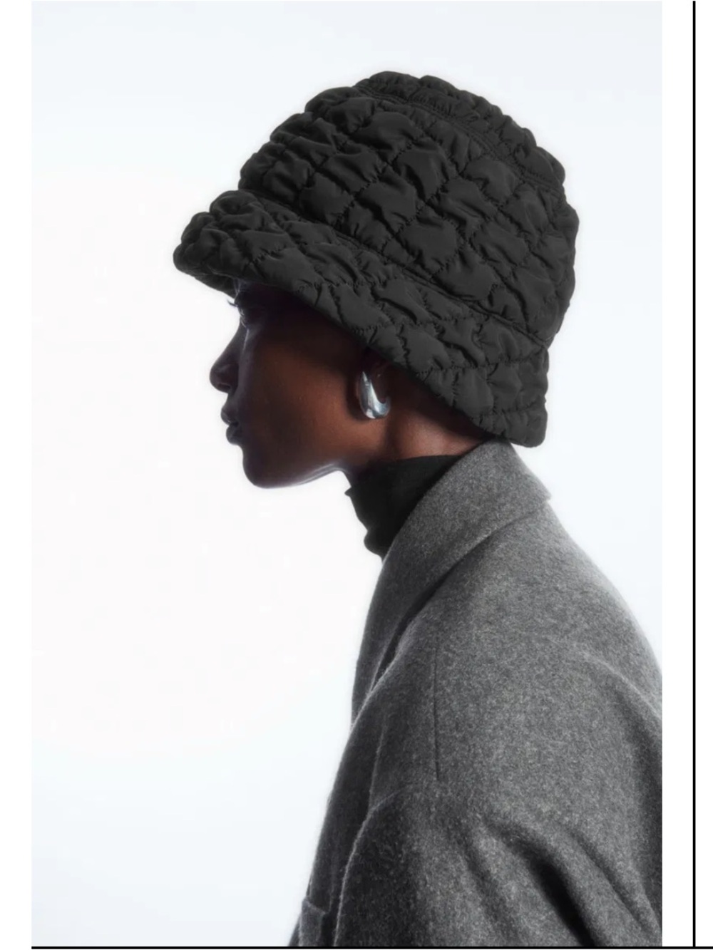 COS Black Quilted Bucket Hat M/L